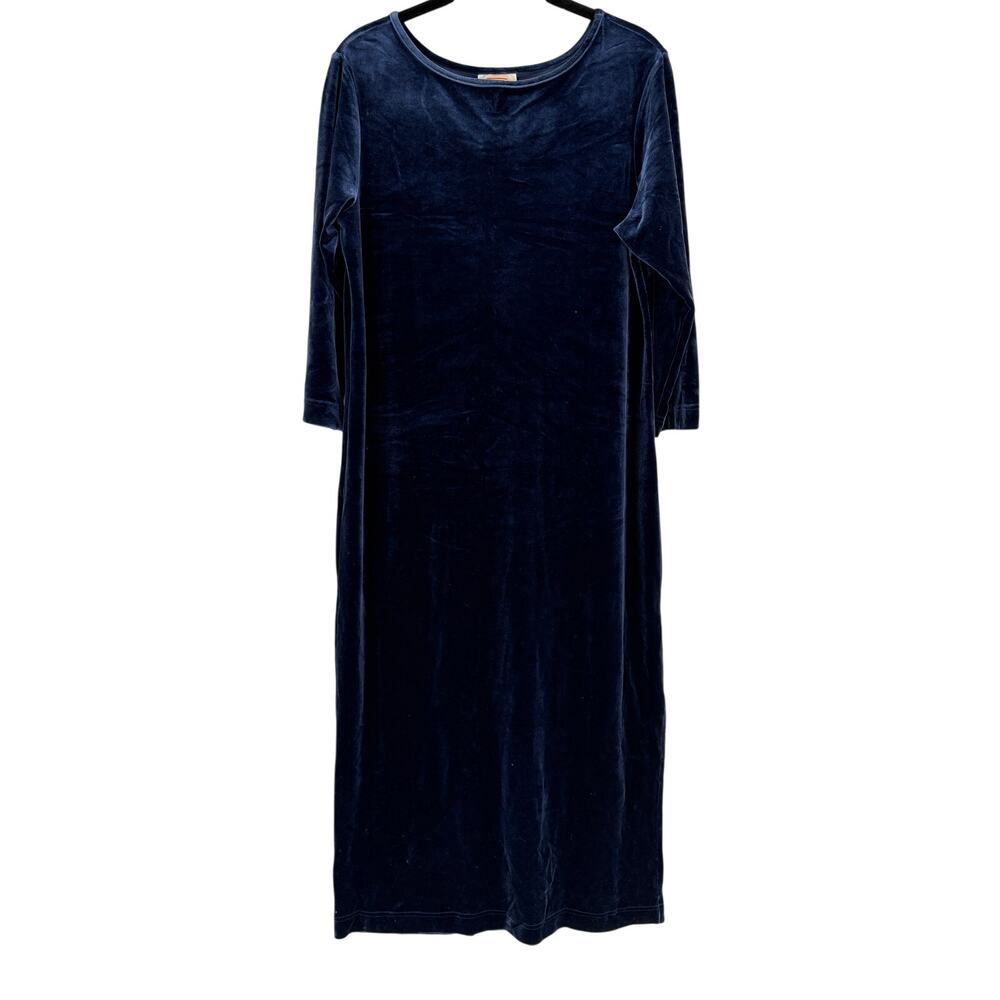 2/$30 TALBOTS Dress Size M Navy Blue Velvet 3/4 Sleeve - Picture 3 of 6